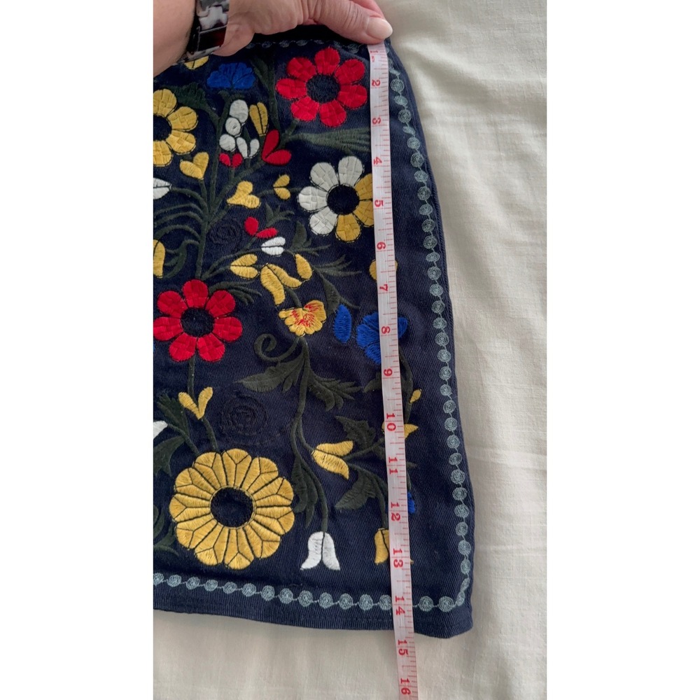 Velzera Embroidered Floral Mini Skirt Folk Art Cottagecore Boho 28 Waist - Picture 7 of 8